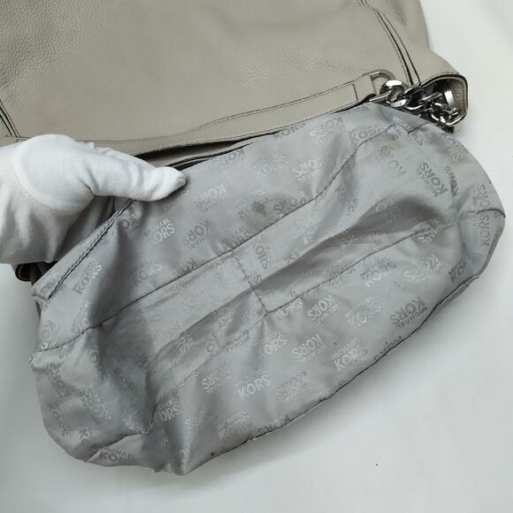 Michael Kors Gray Pebbled Leather Zipper Closure Hobo Shoulder Bag - Picture 13 of 16